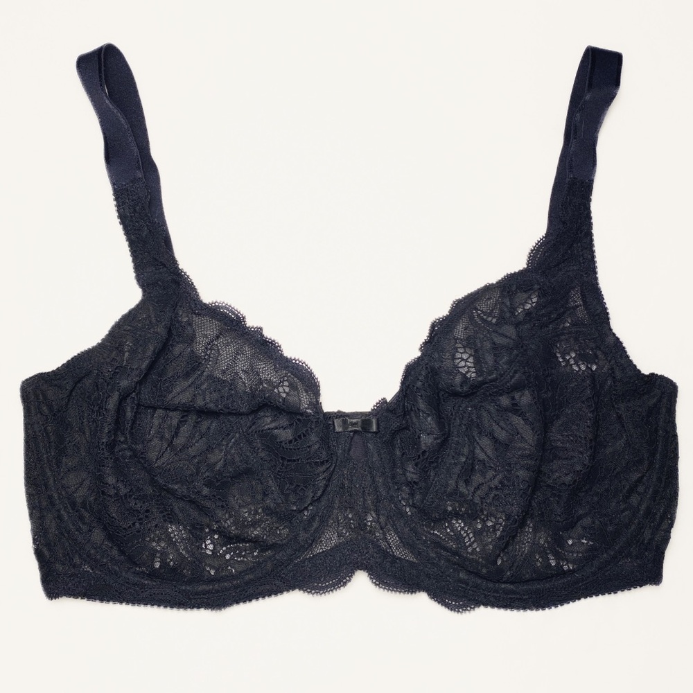 34G Paramour Black Lace Underwire Unlined Bra